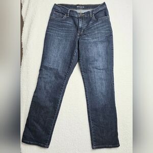 LEE Womens Relaxed Fit 1889 Size 6 Short Darkwashed distressed denim